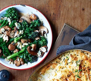 Sauteed Sprouting Broccoli with Mushroom & Stilton